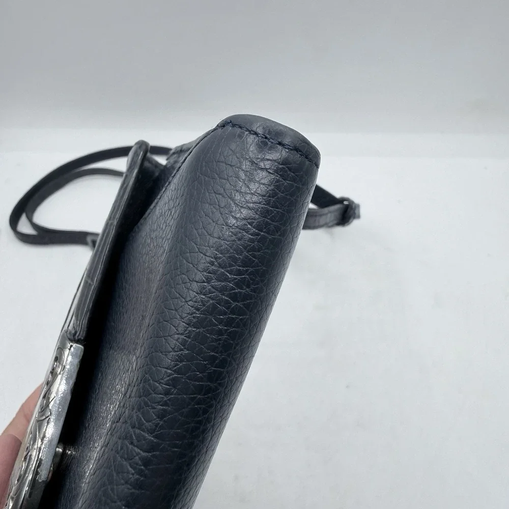BRIGHTON MINGLE ENVELOPE SMALL LEATHER WALLET W/STRAP BLUE